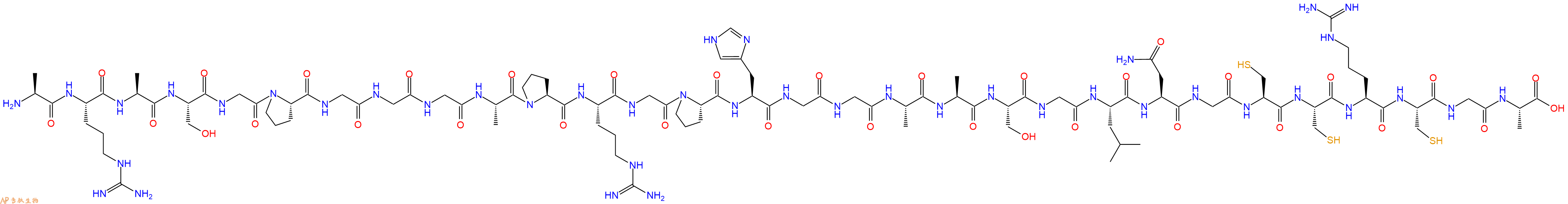 专肽生物产品H2N-Ala-Arg-Ala-Ser-Gly-Pro-Gly-Gly-Gly-Ala-Pro-Arg-Gly-Pro-His-Gly-Gly-Ala-Ala-Ser-Gly-Leu-Asn-Gly-Cys-Cys-Arg-Cys-Gly-Ala-OH