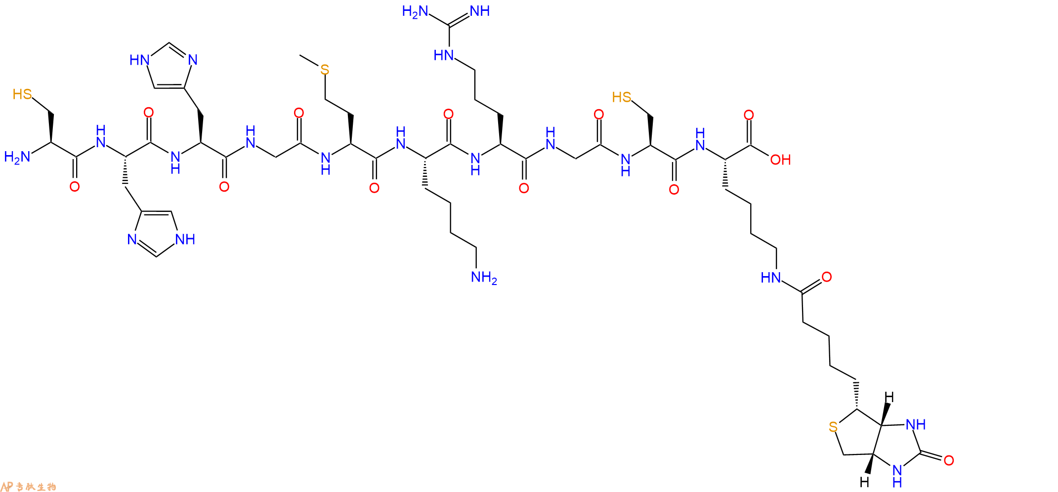 专肽生物产品H2N-Cys-His-His-Gly-Met-Lys-Arg-Gly-Cys-Lys(Biotin)-OH