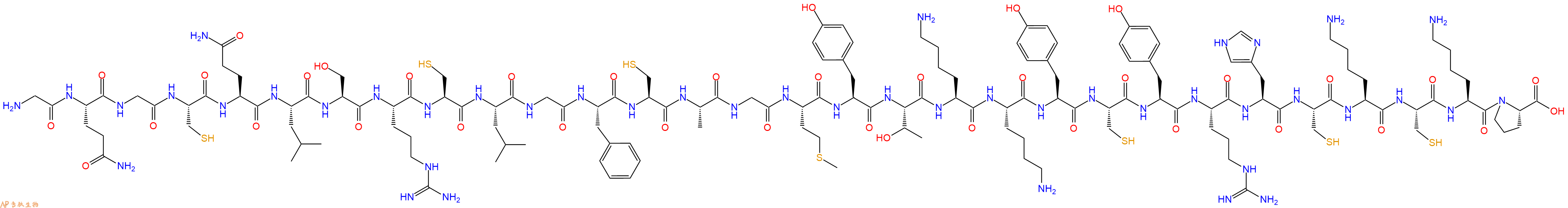 专肽生物产品H2N-Gly-Gln-Gly-Cys-Gln-Leu-Ser-Arg-Cys-Leu-Gly-Phe-Cys-Ala-Gly-Met-Tyr-Thr-Lys-Lys-Tyr-Cys-Tyr-Arg-His-Cys-Lys-Cys-Lys-Pro-OH