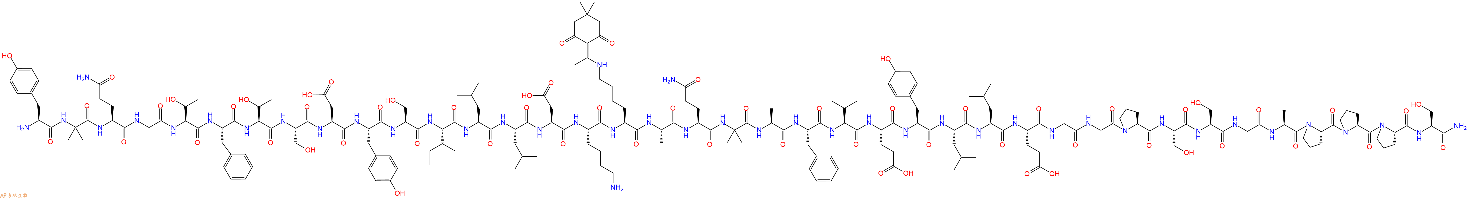 专肽生物产品H2N-Tyr-Aib-Gln-Gly-Thr-Phe-Thr-Ser-Asp-Tyr-Ser-Ile-Leu-Leu-Asp-Lys-Lys(Dde)-Ala-Gln-Aib-Ala-Phe-Ile-Glu-Tyr-Leu-Leu-Glu-Gly-Gly-Pro-Ser-Ser-Gly-Ala-Pro-Pro-Pro-Ser-CONH2