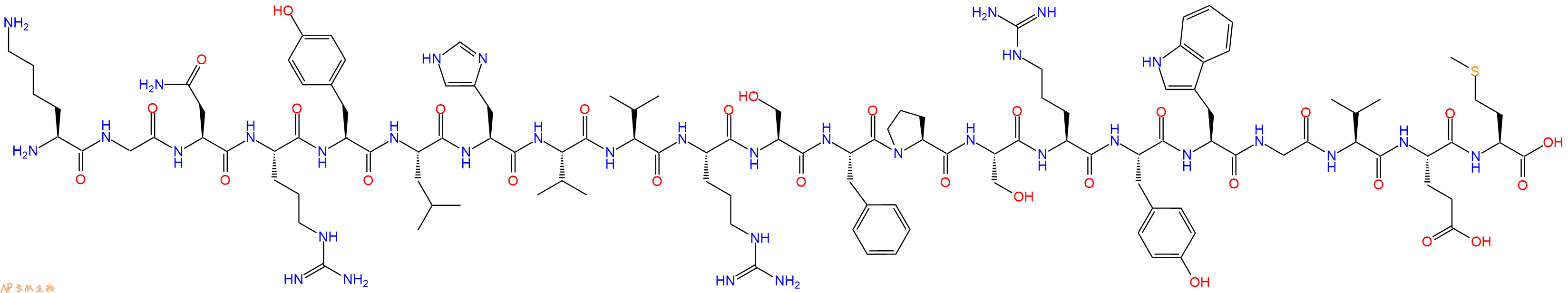 专肽生物产品H2N-Lys-Gly-Asn-Arg-Tyr-Leu-His-Val-Val-Arg-Ser-Phe-Pro-Ser-Arg-Tyr-Trp-Gly-Val-Glu-Met-OH