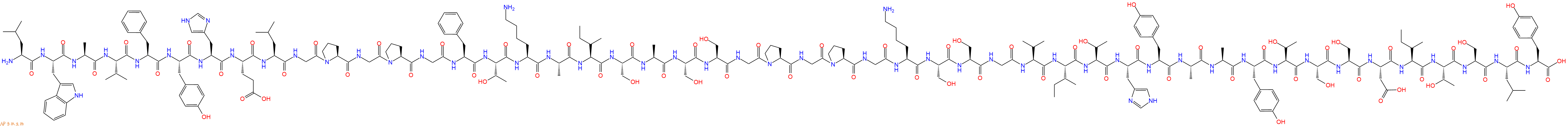 专肽生物产品H2N-Leu-Trp-Ala-Val-Phe-Tyr-His-Glu-Leu-Gly-Pro-Gly-Pro-Gly-Phe-Thr-Lys-Ala-Ile-Ser-Ala-Ser-Ser-Gly-Pro-Gly-Pro-Gly-Lys-Ser-Ser-Gly-Val-Ile-Thr-His-Tyr-Ala-Ala-Tyr-Thr-Ser-Ser-Asp-Ile-Thr-Ser-Leu-Tyr-OH