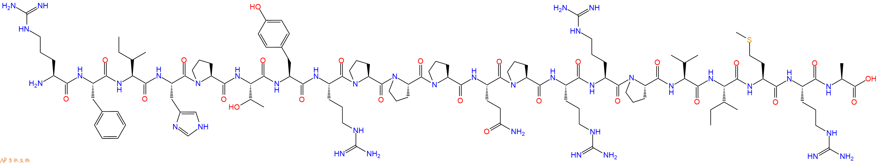 专肽生物产品H2N-Arg-Phe-Ile-His-Pro-Thr-Tyr-Arg-Pro-Pro-Pro-Gln-Pro-Arg-Arg-Pro-Val-Ile-Met-Arg-Ala-OH