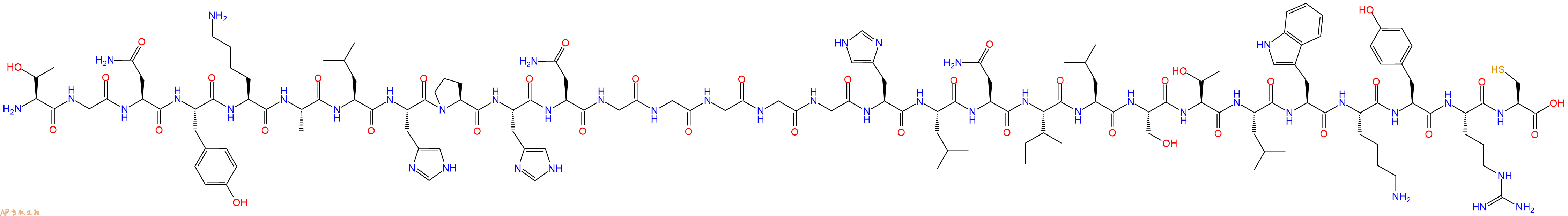 专肽生物产品H2N-Thr-Gly-Asn-Tyr-Lys-Ala-Leu-His-Pro-His-Asn-Gly-Gly-Gly-Gly-Gly-His-Leu-Asn-Ile-Leu-Ser-Thr-Leu-Trp-Lys-Tyr-Arg-Cys-OH