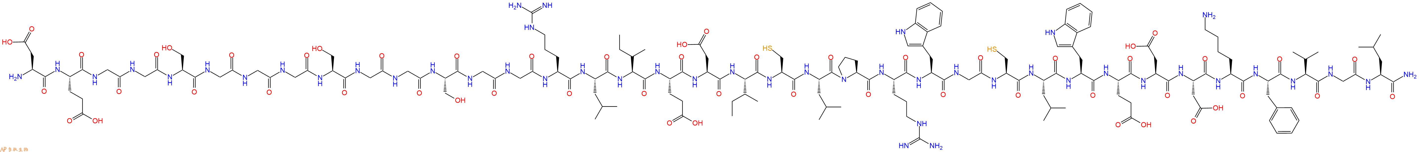 专肽生物产品H2N-Asp-Glu-Gly-Gly-Ser-Gly-Gly-Gly-Ser-Gly-Gly-Ser-Gly-Gly-Arg-Leu-Ile-Glu-Asp-Ile-Cys-Leu-Pro-Arg-Trp-Gly-Cys-Leu-Trp-Glu-Asp-Asp-Lys-Phe-Val-Gly-Leu-CONH2