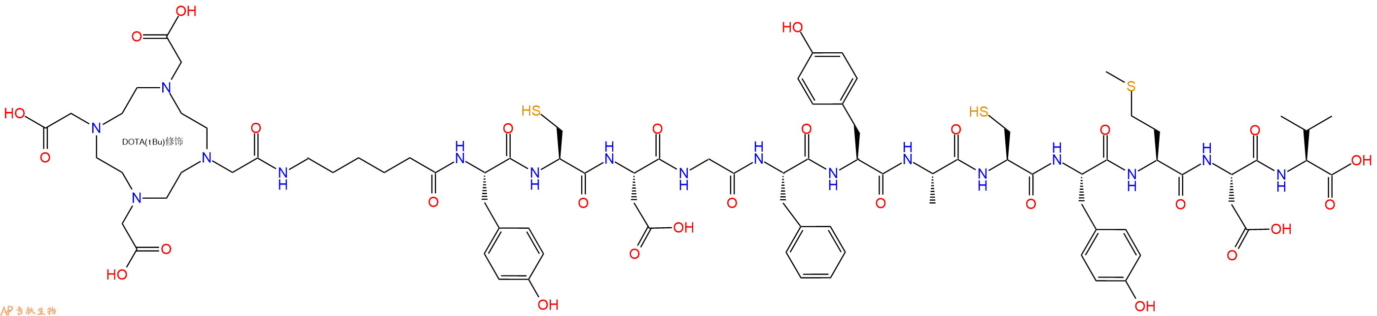 专肽生物产品DOTA-Ahx-Tyr-Cys-Asp-Gly-Phe-Tyr-Ala-Cys-Tyr-Met-Asp-Val-OH