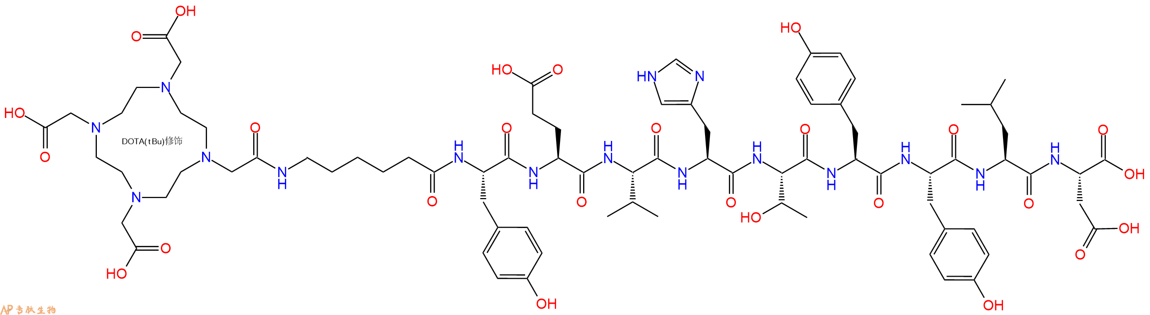 专肽生物产品DOTA-Ahx-Tyr-Glu-Val-His-Thr-Tyr-Tyr-Leu-Asp-OH
