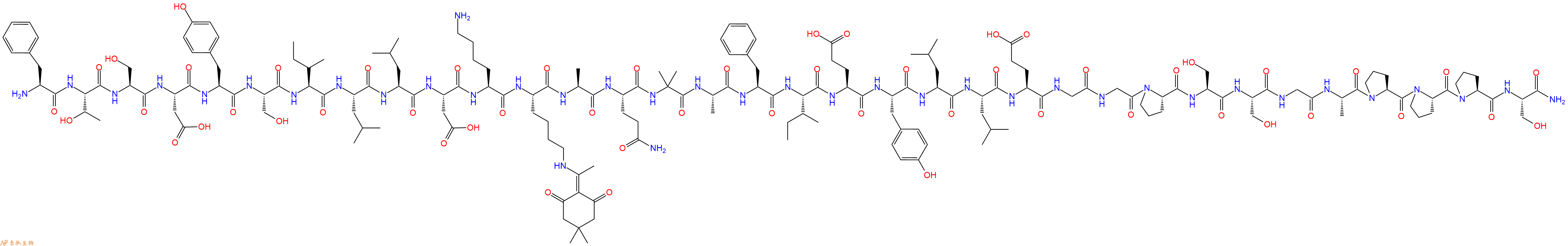专肽生物产品H2N-Phe-Thr-Ser-Asp-Tyr-Ser-Ile-Leu-Leu-Asp-Lys-Lys(Dde)-Ala-Gln-Aib-Ala-Phe-Ile-Glu-Tyr-Leu-Leu-Glu-Gly-Gly-Pro-Ser-Ser-Gly-Ala-Pro-Pro-Pro-Ser-CONH2