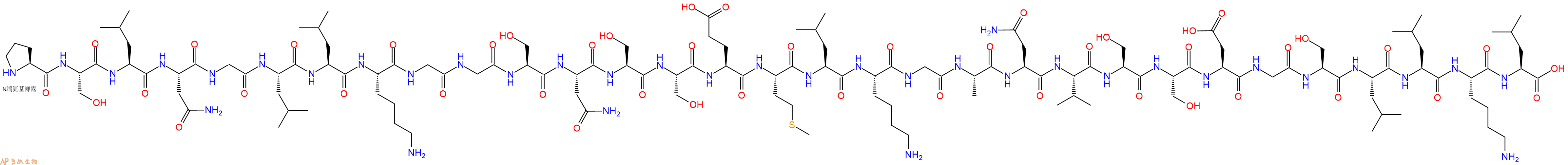 专肽生物产品H2N-Pro-Ser-Leu-Asn-Gly-Leu-Leu-Lys-Gly-Gly-Ser-Asn-Ser-Ser-Glu-Met-Leu-Lys-Gly-Ala-Asn-Val-Ser-Ser-Asp-Gly-Ser-Leu-Leu-Lys-Leu-OH