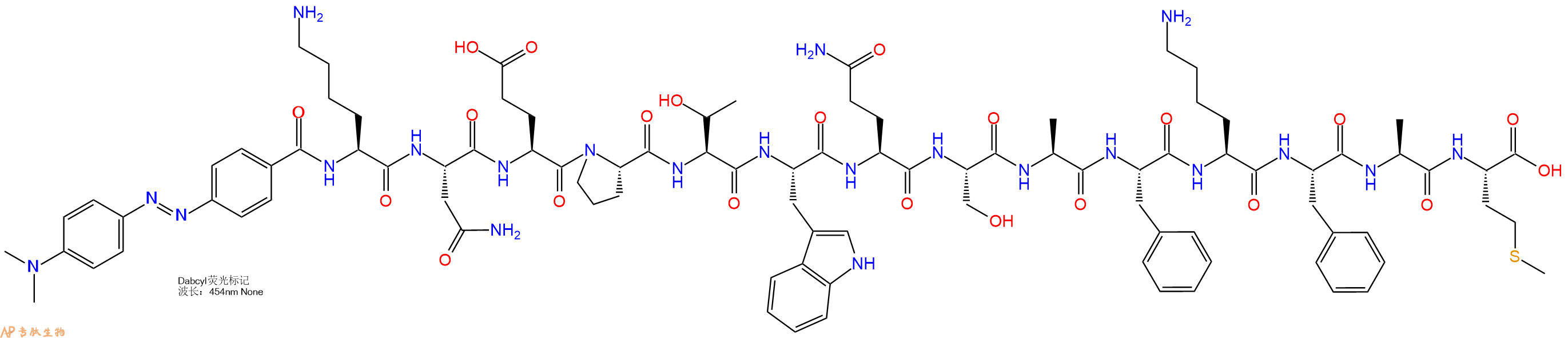 专肽生物产品DABCYL-Lys-Asn-Glu-Pro-Thr-Trp-Gln-Ser-Ala-Phe-Lys-Phe-Ala-Met-OH