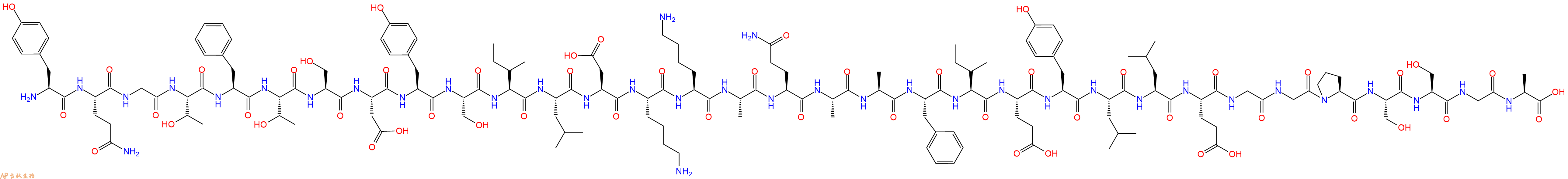 专肽生物产品H2N-Tyr-Gln-Gly-Thr-Phe-Thr-Ser-Asp-Tyr-Ser-Ile-Leu-Asp-Lys-Lys-Ala-Gln-Ala-Ala-Phe-Ile-Glu-Tyr-Leu-Leu-Glu-Gly-Gly-Pro-Ser-Ser-Gly-Ala-OH