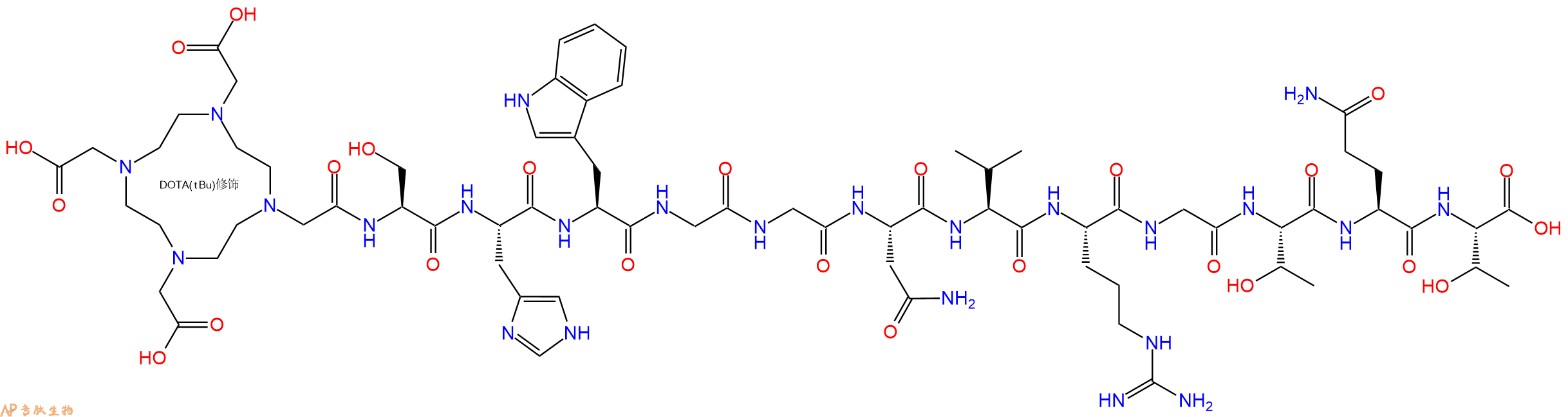 专肽生物产品DOTA-Ser-His-Trp-Gly-Gly-Asn-Val-Arg-Gly-Thr-Gln-Thr-OH