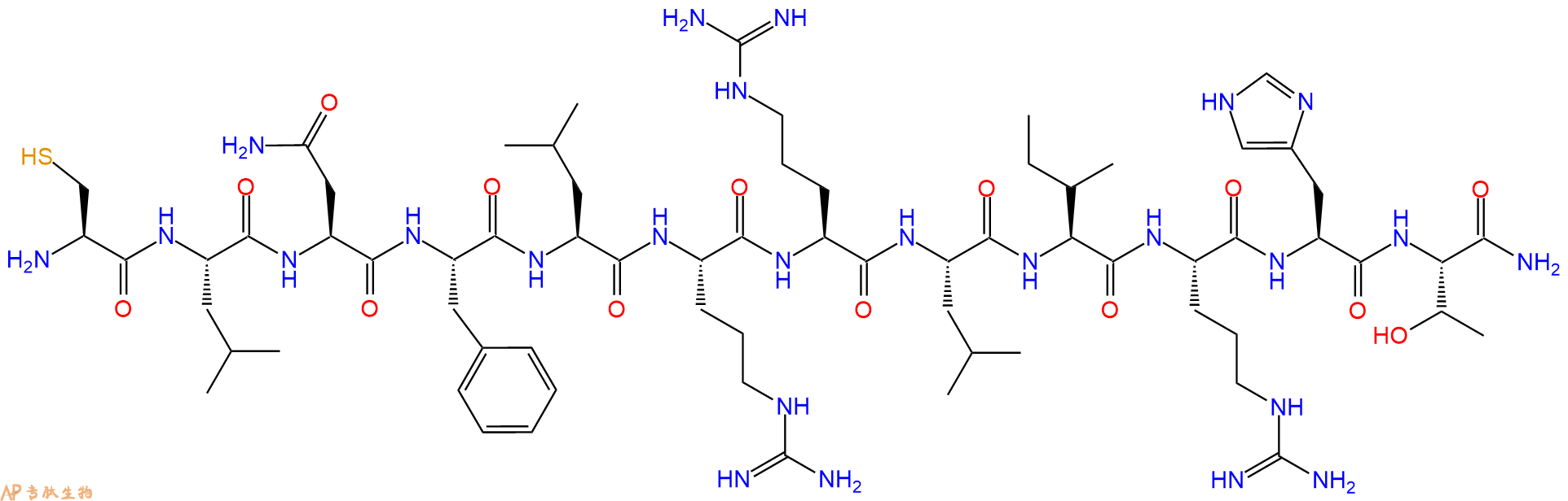专肽生物产品H2N-Cys-Leu-Asn-Phe-Leu-Arg-Arg-Leu-Ile-Arg-His-Thr-CONH2