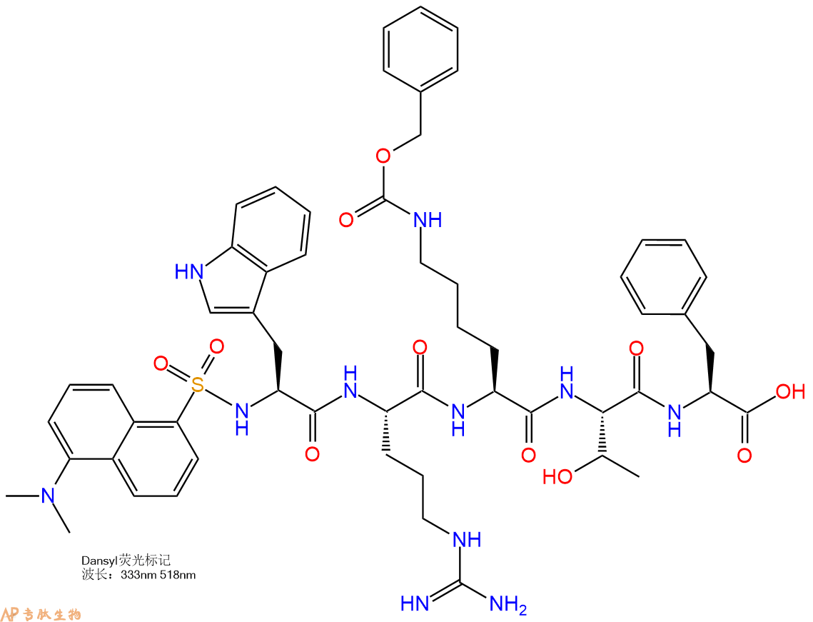 专肽生物产品Dansyl-Trp-Arg-Lys(Cbz)-Thr-Phe-OH