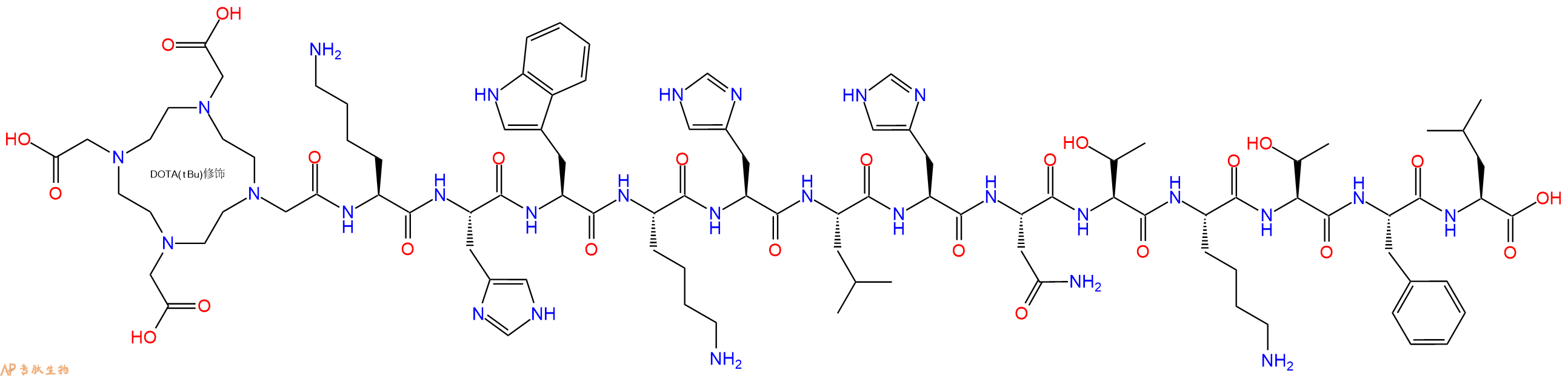 专肽生物产品DOTA-Lys-His-Trp-Lys-His-Leu-His-Asn-Thr-Lys-Thr-Phe-Leu-OH