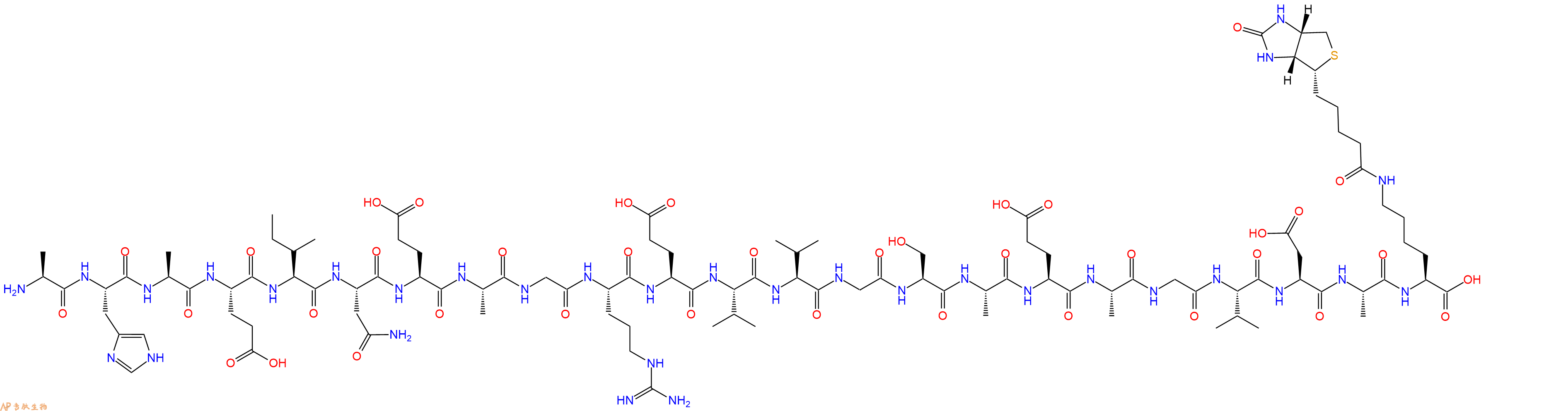 专肽生物产品H2N-Ala-His-Ala-Glu-Ile-Asn-Glu-Ala-Gly-Arg-Glu-Val-Val-Gly-Ser-Ala-Glu-Ala-Gly-Val-Asp-Ala-Lys(Biotin)-OH