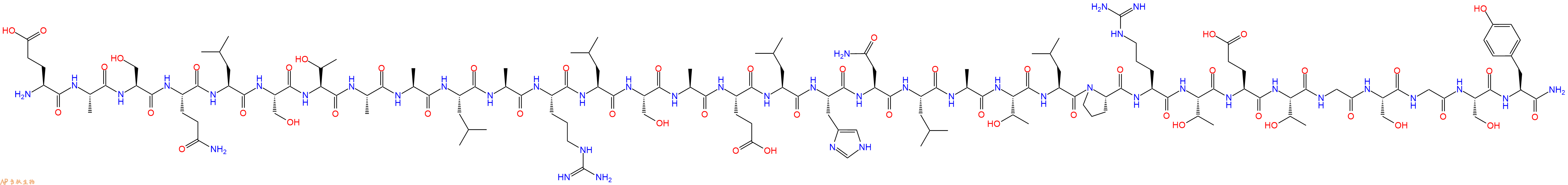 专肽生物产品H2N-Glu-Ala-Ser-Gln-Leu-Ser-Thr-Ala-Ala-Leu-Ala-Arg-Leu-Ser-Ala-Glu-Leu-His-Asn-Leu-Ala-Thr-Leu-Pro-Arg-Thr-Glu-Thr-Gly-Ser-Gly-Ser-Tyr-CONH2