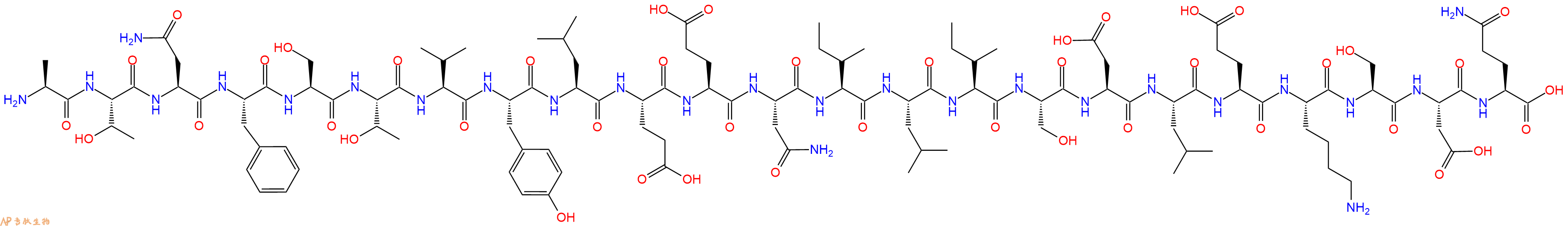 专肽生物产品H2N-Ala-Thr-Asn-Phe-Ser-Thr-Val-Tyr-Leu-Glu-Glu-Asn-Ile-Leu-Ile-Ser-Asp-Leu-Glu-Lys-Ser-Asp-Gln-OH