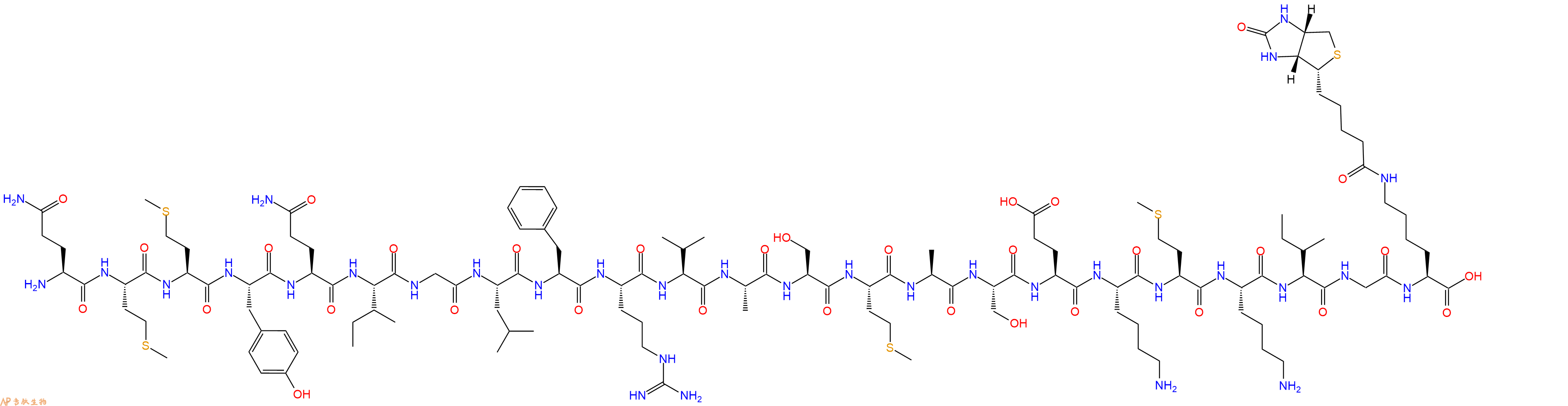 专肽生物产品H2N-Gln-Met-Met-Tyr-Gln-Ile-Gly-Leu-Phe-Arg-Val-Ala-Ser-Met-Ala-Ser-Glu-Lys-Met-Lys-Ile-Gly-Lys(Biotin)-OH