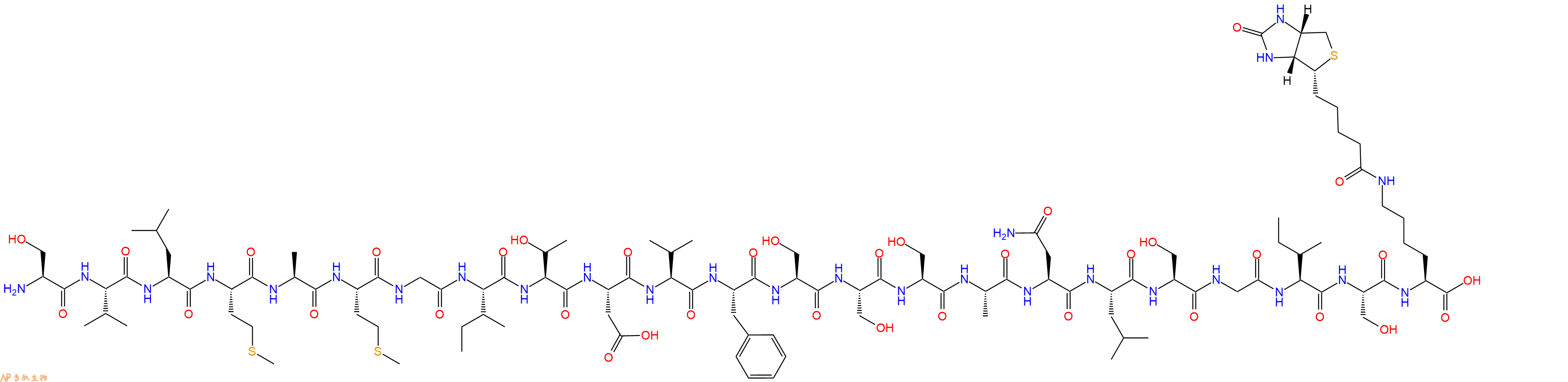 专肽生物产品H2N-Ser-Val-Leu-Met-Ala-Met-Gly-Ile-Thr-Asp-Val-Phe-Ser-Ser-Ser-Ala-Asn-Leu-Ser-Gly-Ile-Ser-Lys(Biotin)-OH