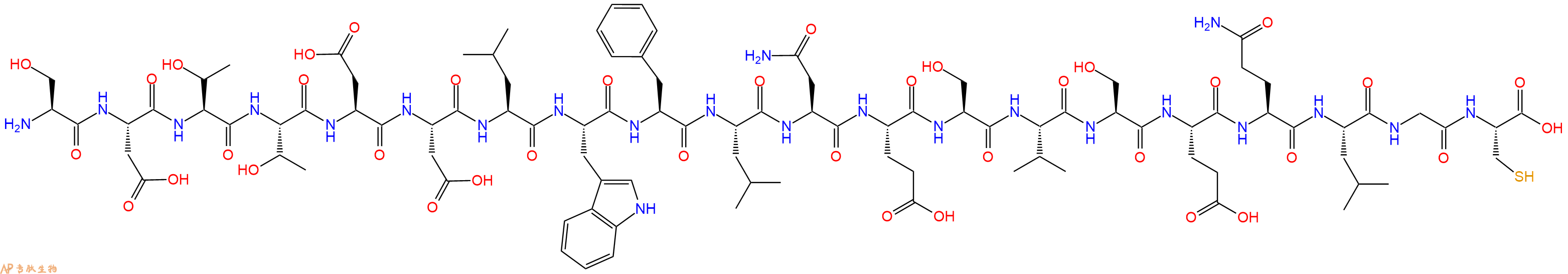 专肽生物产品H2N-Ser-Asp-Thr-Thr-Asp-Asp-Leu-Trp-Phe-Leu-Asn-Glu-Ser-Val-Ser-Glu-Gln-Leu-Gly-Cys-OH