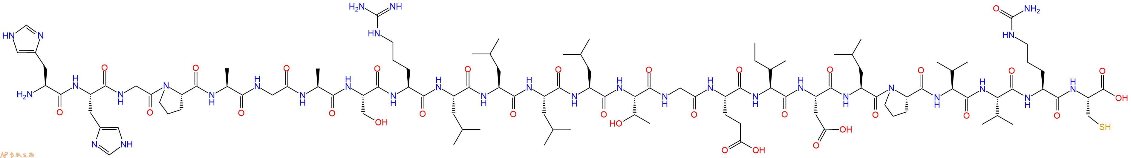 专肽生物产品H2N-His-His-Gly-Pro-Ala-Gly-Ala-Ser-Arg-Leu-Leu-Leu-Leu-Thr-Gly-Glu-Ile-Asp-Leu-Pro-Val-Val-Cit-Cys-OH