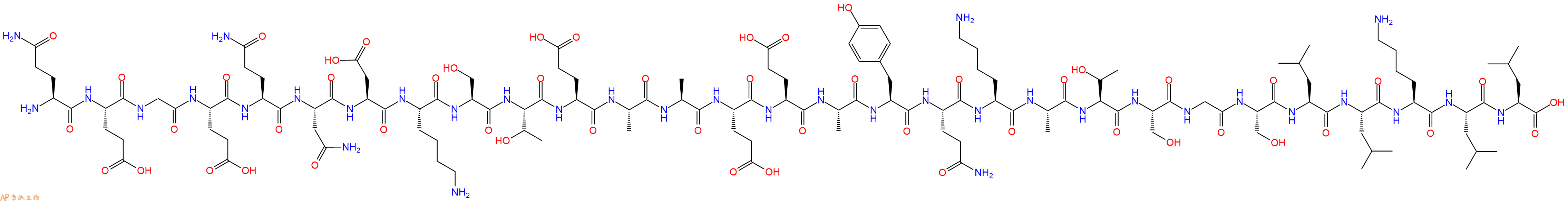 专肽生物产品H2N-Gln-Glu-Gly-Glu-Gln-Asn-Asp-Lys-Ser-Thr-Glu-Ala-Ala-Glu-Glu-Ala-Tyr-Gln-Lys-Ala-Thr-Ser-Gly-Ser-Leu-Leu-Lys-Leu-Leu-OH
