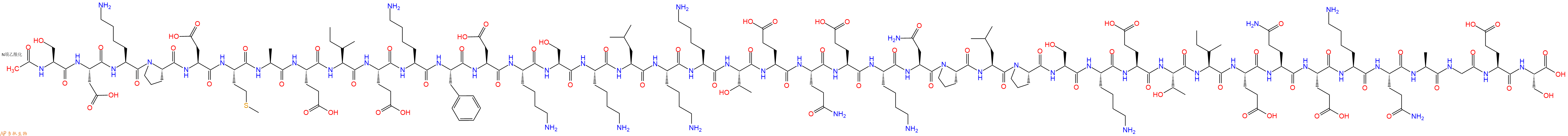 专肽生物产品Ac-Ser-Asp-Lys-Pro-Asp-Met-Ala-Glu-Ile-Glu-Lys-Phe-Asp-Lys-Ser-Lys-Leu-Lys-Lys-Thr-Glu-Gln-Glu-Lys-Asn-Pro-Leu-Pro-Ser-Lys-Glu-Thr-Ile-Glu-Gln-Glu-Lys-Gln-Ala-Gly-Glu-Ser-OH
