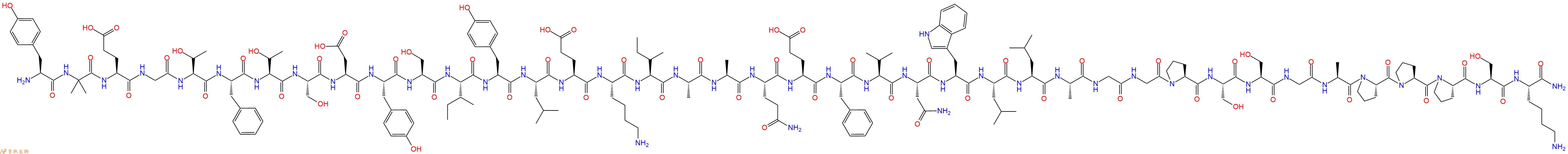 专肽生物产品H2N-Tyr-Aib-Glu-Gly-Thr-Phe-Thr-Ser-Asp-Tyr-Ser-Ile-Tyr-Leu-Glu-Lys-Ile-Ala-Ala-Gln-Glu-Phe-Val-Asn-Trp-Leu-Leu-Ala-Gly-Gly-Pro-Ser-Ser-Gly-Ala-Pro-Pro-Pro-Ser-Lys-CONH2
