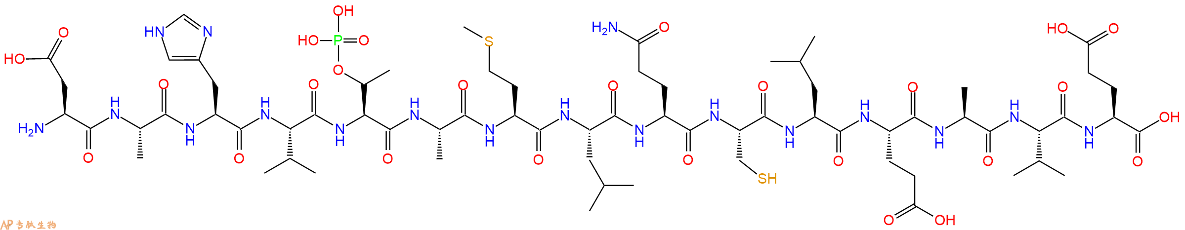 专肽生物产品H2N-Asp-Ala-His-Val-pThr-Ala-Met-Leu-Gln-Cys-Leu-Glu-Ala-Val-Glu-OH
