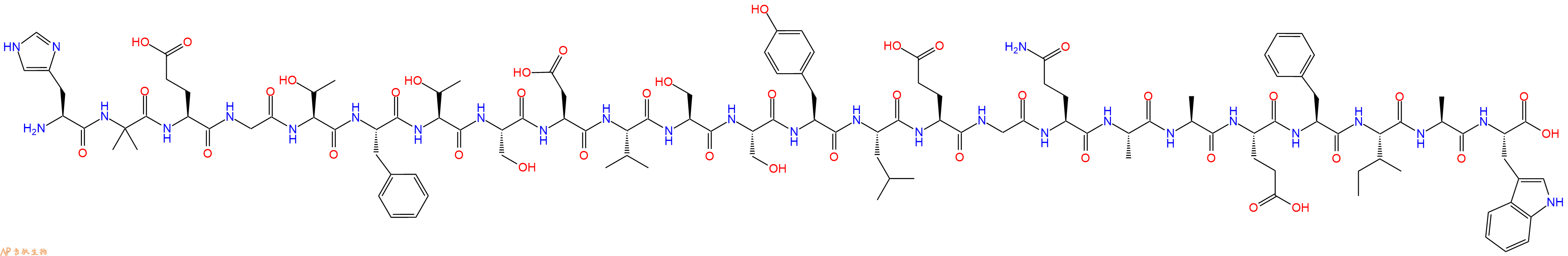 专肽生物产品H2N-His-Aib-Glu-Gly-Thr-Phe-Thr-Ser-Asp-Val-Ser-Ser-Tyr-Leu-Glu-Gly-Gln-Ala-Ala-Glu-Phe-Ile-Ala-Trp-OH