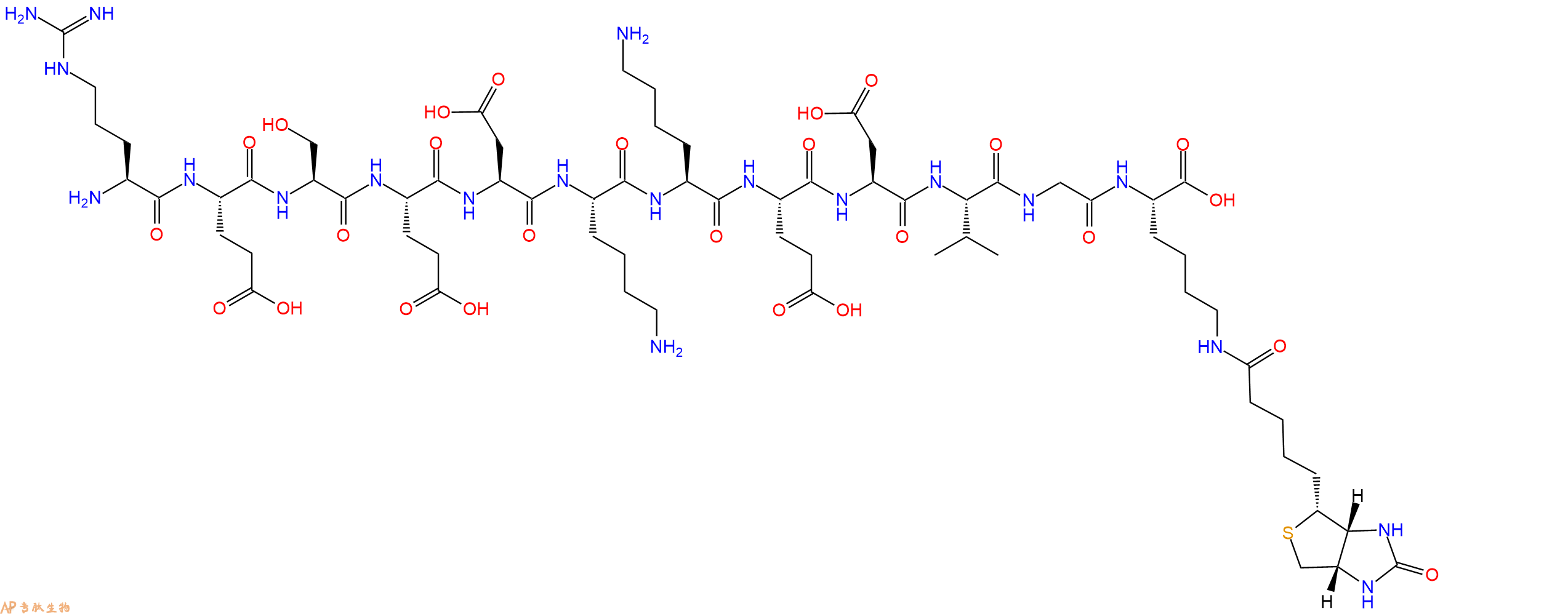 专肽生物产品H2N-Arg-Glu-Ser-Glu-Asp-Lys-Lys-Glu-Asp-Val-Gly-Lys(Biotin)-OH