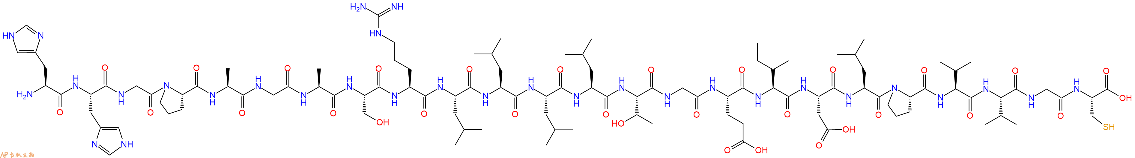专肽生物产品H2N-His-His-Gly-Pro-Ala-Gly-Ala-Ser-Arg-Leu-Leu-Leu-Leu-Thr-Gly-Glu-Ile-Asp-Leu-Pro-Val-Val-Gly-Cys-OH