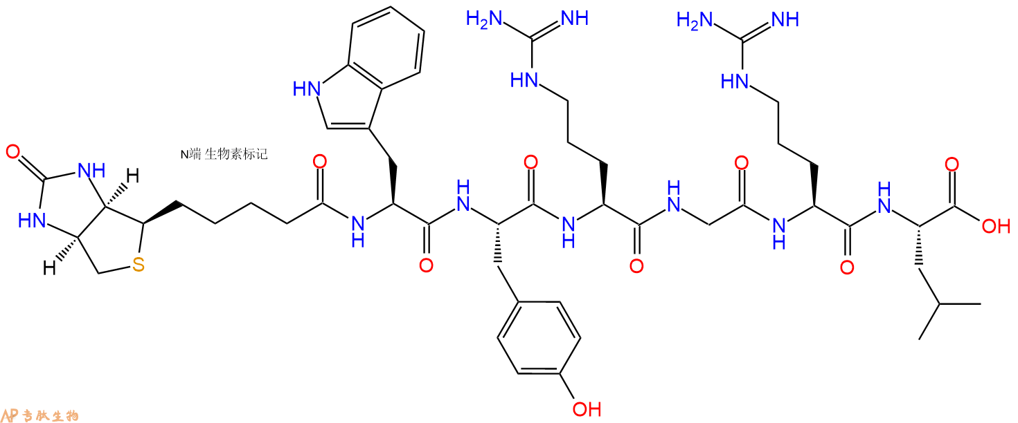 专肽生物产品Biotinyl-Trp-Tyr-Arg-Gly-Arg-Leu-OH