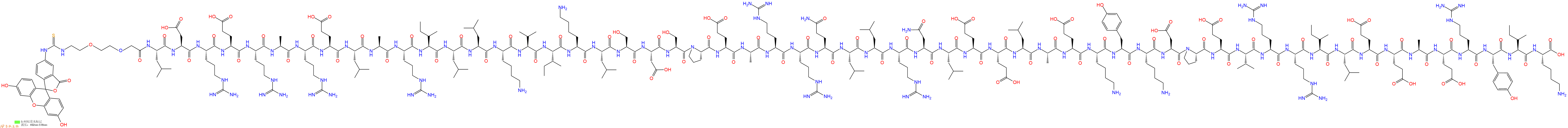 专肽生物产品5FITC-PEG2-Leu-Asp-Arg-Glu-Arg-Ala-Arg-Glu-Leu-Ala-Arg-Ile-Leu-Leu-Lys-Val-Ile-Lys-Leu-Ser-Asp-Ser-Pro-Glu-Ala-Arg-Arg-Gln-Leu-Leu-Arg-Asn-Leu-Glu-Glu-Leu-Ala-Glu-Lys-Tyr-Lys-Asp-Pro-Glu-Val-Arg-Arg-Ile-Leu-Glu-Glu-Ala-Glu-Arg-Tyr-Ile-Lys