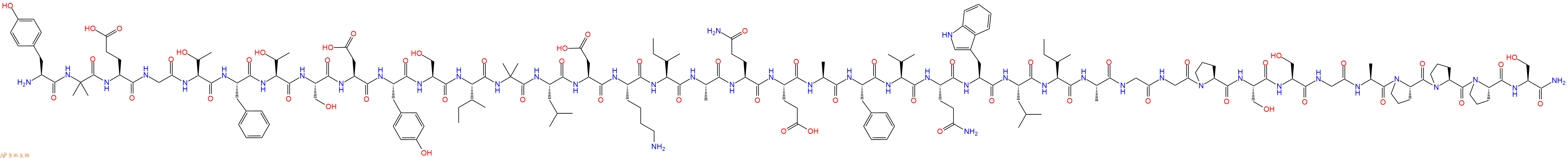 专肽生物产品H2N-Tyr-Aib-Glu-Gly-Thr-Phe-Thr-Ser-Asp-Tyr-Ser-Ile-Aib-Leu-Asp-Lys-Ile-Ala-Gln-Glu-Ala-Phe-Val-Gln-Trp-Leu-Ile-Ala-Gly-Gly-Pro-Ser-Ser-Gly-Ala-Pro-Pro-Pro-Ser-CONH2