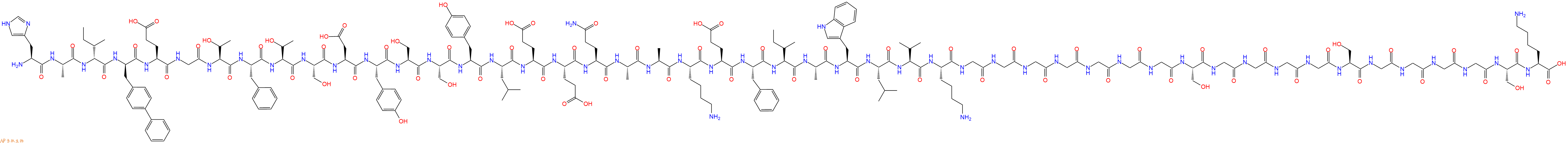 专肽生物产品H2N-His-Ala-DIle-DBip-Glu-Gly-Thr-Phe-Thr-Ser-Asp-Tyr-Ser-Ser-Tyr-Leu-Glu-Glu-Gln-Ala-Ala-Lys-Glu-Phe-Ile-Ala-Trp-Leu-Val-Lys-Gly-Gly-Gly-Gly-Gly-Gly-Gly-Ser-Gly-Gly-Gly-Gly-Ser-Gly-Gly-Gly-Gly-Ser-Lys-OH