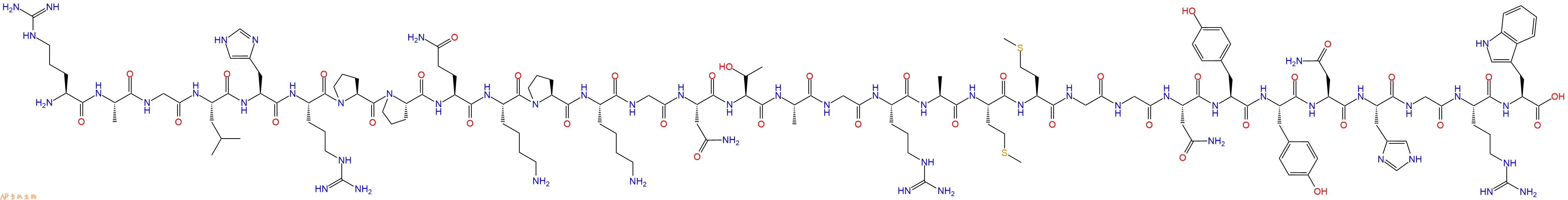 专肽生物产品H2N-Arg-Ala-Gly-Leu-His-Arg-Pro-Pro-Gln-Lys-Pro-Lys-Gly-Asn-Thr-Ala-Gly-Arg-Ala-Met-Met-Gly-Gly-Asn-Tyr-Tyr-Asn-His-Gly-Arg-Trp-OH
