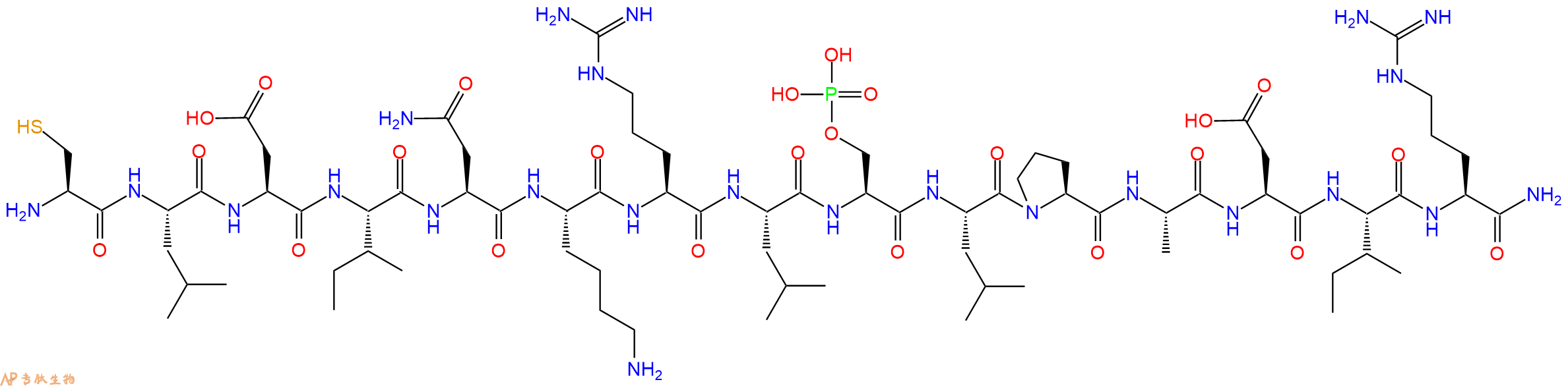 专肽生物产品H2N-Cys-Leu-Asp-Ile-Asn-Lys-Arg-Leu-Ser(PO3H2)-Leu-Pro-Ala-Asp-Ile-Arg-CONH2