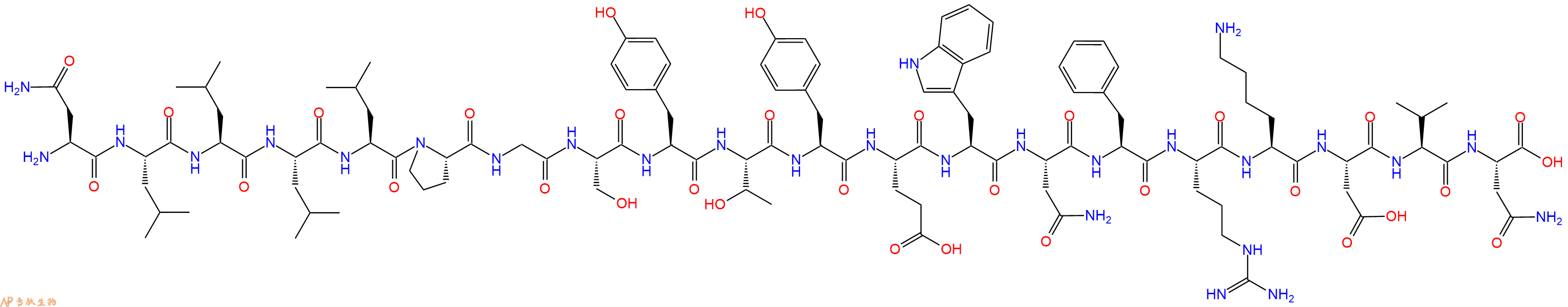 专肽生物产品H2N-Asn-Leu-Leu-Leu-Leu-Pro-Gly-Ser-Tyr-Thr-Tyr-Glu-Trp-Asn-Phe-Arg-Lys-Asp-Val-Asn-OH