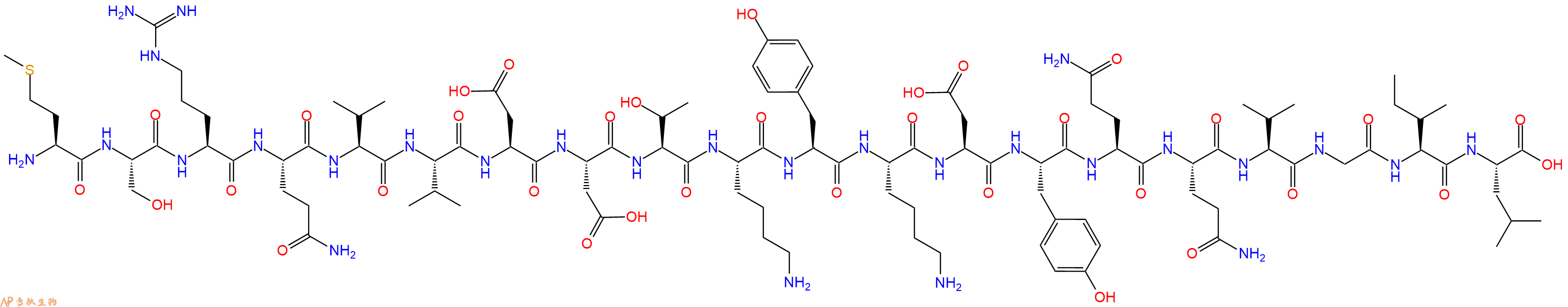 专肽生物产品H2N-Met-Ser-Arg-Gln-Val-Val-Asp-Asp-Thr-Lys-Tyr-Lys-Asp-Tyr-Gln-Gln-Val-Gly-Ile-Leu-OH