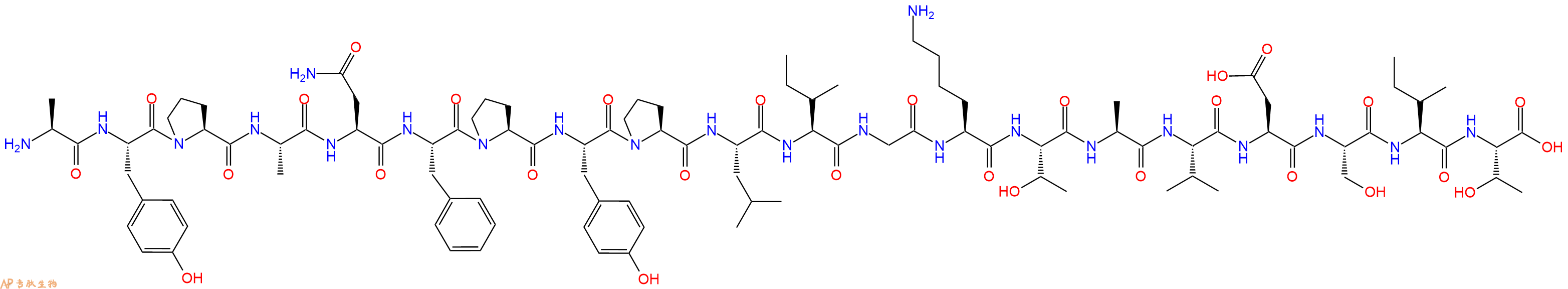 专肽生物产品H2N-Ala-Tyr-Pro-Ala-Asn-Phe-Pro-Tyr-Pro-Leu-Ile-Gly-Lys-Thr-Ala-Val-Asp-Ser-Ile-Thr-OH