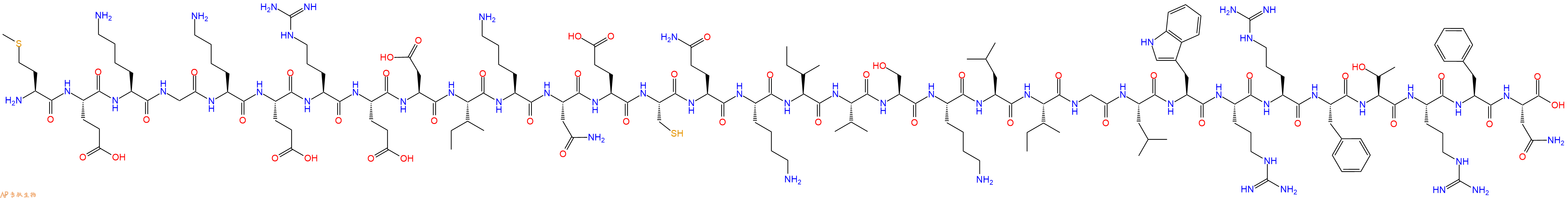 专肽生物产品H2N-Met-Glu-Lys-Gly-Lys-Glu-Arg-Glu-Asp-Ile-Lys-Asn-Glu-Cys-Gln-Lys-Ile-Val-Ser-Lys-Leu-Ile-Gly-Leu-Trp-Arg-Arg-Phe-Thr-Arg-Phe-Asn-OH