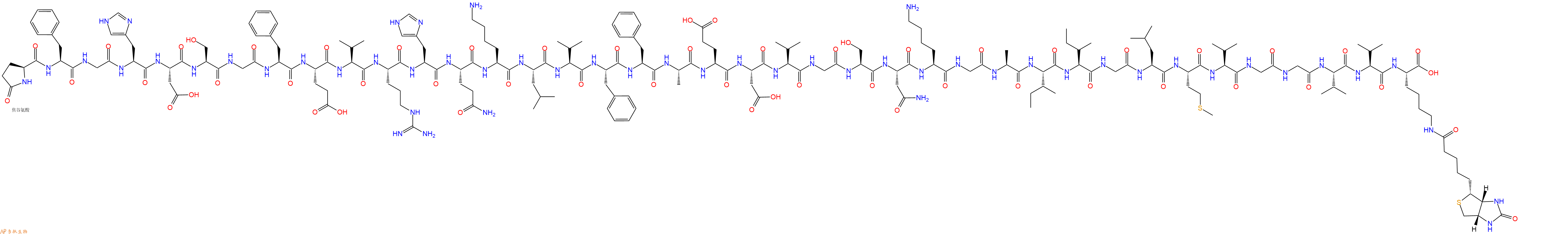 专肽生物产品Pyr-Phe-Gly-His-Asp-Ser-Gly-Phe-Glu-Val-Arg-His-Gln-Lys-Leu-Val-Phe-Phe-Ala-Glu-Asp-Val-Gly-Ser-Asn-Lys-Gly-Ala-Ile-Ile-Gly-Leu-Met-Val-Gly-Gly-Val-Val-Lys(Biotin)-OH