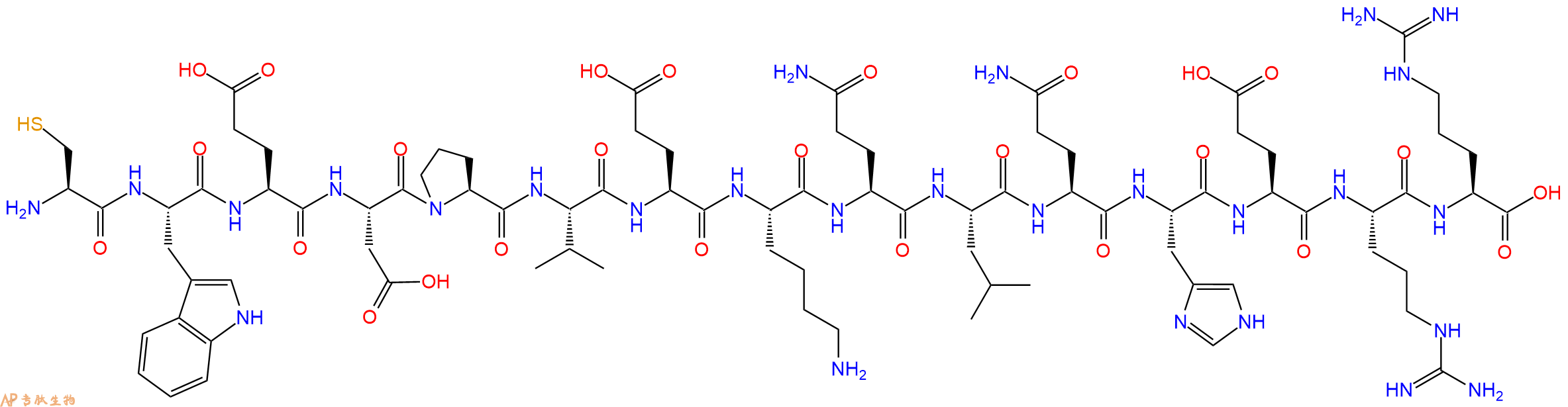 专肽生物产品H2N-Cys-Trp-Glu-Asp-Pro-Val-Glu-Lys-Gln-Leu-Gln-His-Glu-Arg-Arg-OH
