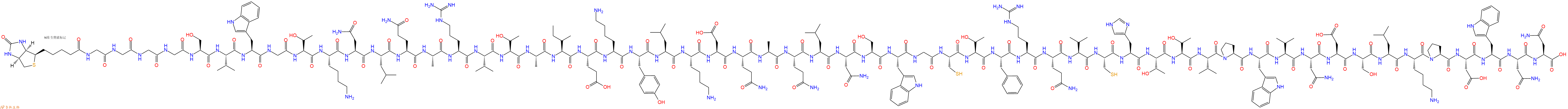 专肽生物产品Biotinyl-Gly-Gly-Gly-Gly-Ser-Val-Trp-Gly-Thr-Lys-Asn-Leu-Gln-Ala-Arg-Val-Thr-Ala-Ile-Glu-Lys-Tyr-Leu-Lys-Asp-Gln-Ala-Gln-Leu-Asn-Ser-Trp-Gly-Cys-Thr-Phe-Arg-Gln-Val-Cys-His-Thr-Thr-Val-Pro-Trp-Val-Asn-Asp-Ser-Leu-Lys-Pro-Asp-Trp-Asn-Asn-OH