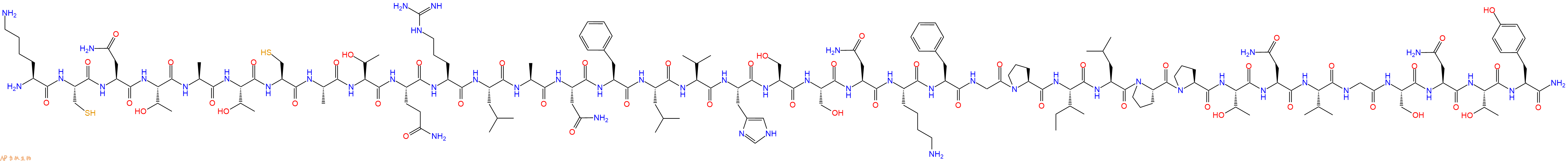 专肽生物产品H2N-Lys-Cys-Asn-Thr-Ala-Thr-Cys-Ala-Thr-Gln-Arg-Leu-Ala-Asn-Phe-Leu-Val-His-Ser-Ser-Asn-Lys-Phe-Gly-Pro-Ile-Leu-Pro-Pro-Thr-Asn-Val-Gly-Ser-Asn-Thr-Tyr-CONH2