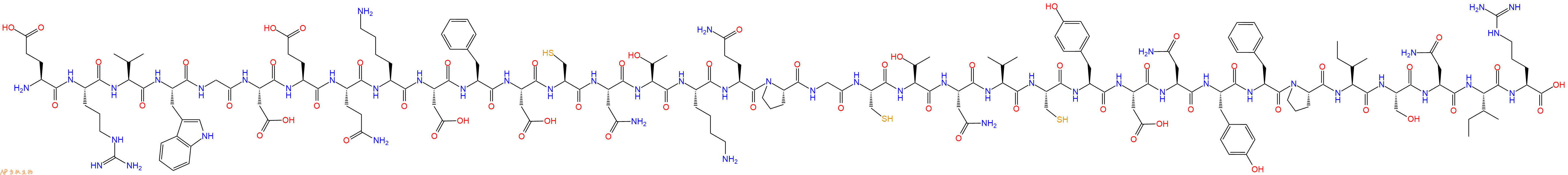 专肽生物产品H2N-Glu-Arg-Val-Trp-Gly-Asp-Glu-Gln-Lys-Asp-Phe-Asp-Cys-Asn-Thr-Lys-Gln-Pro-Gly-Cys-Thr-Asn-Val-Cys-Tyr-Asp-Asn-Tyr-Phe-Pro-Ile-Ser-Asn-Ile-Arg-OH