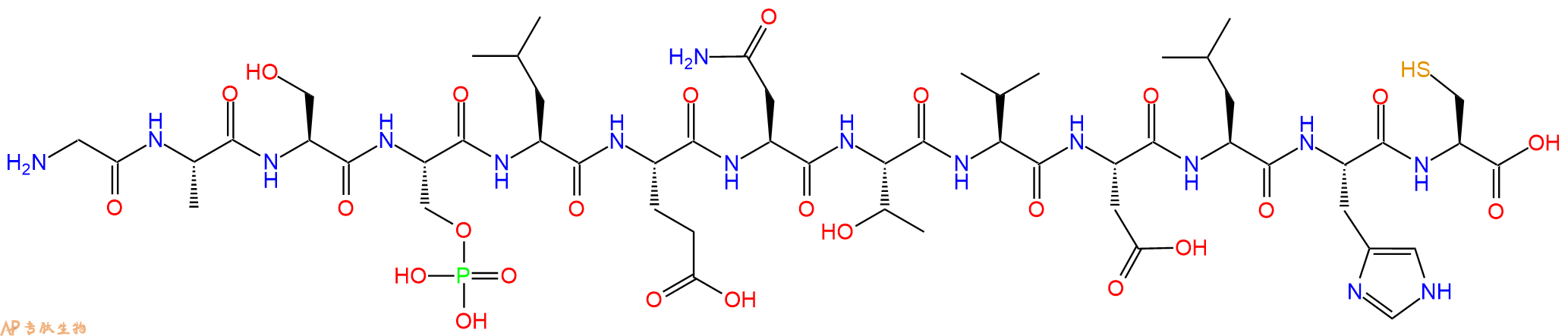 专肽生物产品H2N-Gly-Ala-Ser-Ser(PO3H2)-Leu-Glu-Asn-Thr-Val-Asp-Leu-His-Cys-OH