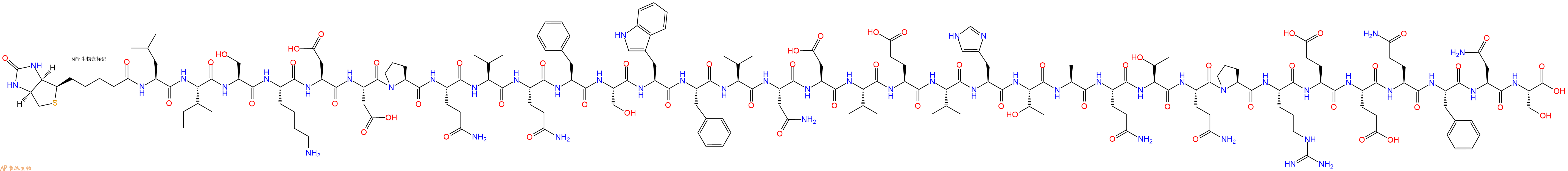 专肽生物产品Biotinyl-Leu-Ile-Ser-Lys-Asp-Asp-Pro-Gln-Val-Gln-Phe-Ser-Trp-Phe-Val-Asn-Asp-Val-Glu-Val-His-Thr-Ala-Gln-Thr-Gln-Pro-Arg-Glu-Glu-Gln-Phe-Asn-Ser-OH